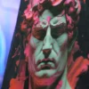 Michelangelo’nun Davut heykeli temalı, modern dokunuşlara sahip Marble Inferno spor havlusu.