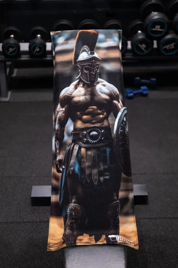 Aşil savaşçı tasarımıyla Demi Bravo spor havlusu.