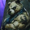 Dövüş sanatları ve güçlü panda figürüyle tasarlanmış Akiro spor havlusu.