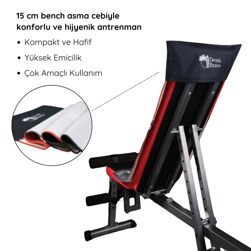 Demi Bravo Spor Havlusu 15 cm Bench Sehpasına Asma Cebi