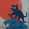 Surfer Cat spor havlusu spor salonunda bench sehpası üzerinde kullanılan fitness havlusu ve antrenman havlusu tasarımı.